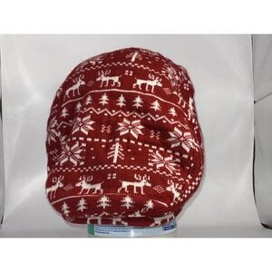 Christmas Themed Red And‎ White Newsboy Hat Knit Cap One Size